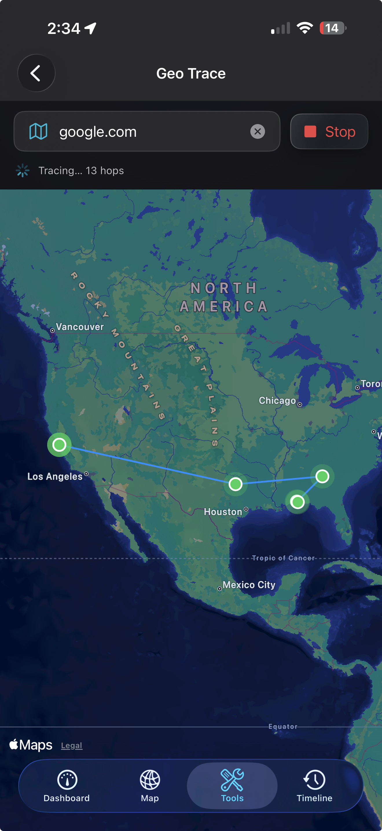 Geo Trace — visual traceroute on a map